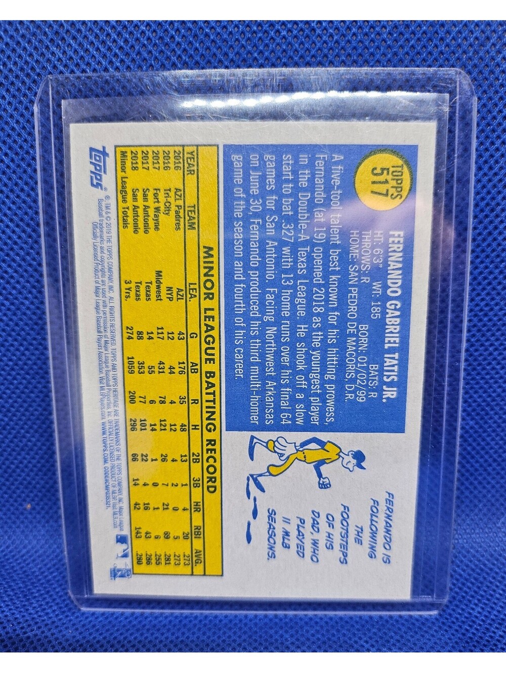 2019 Fernando Tatis Topps Heritage ROOKIE CARD #517 - San Diego Padres RC - Picture 2 of 2